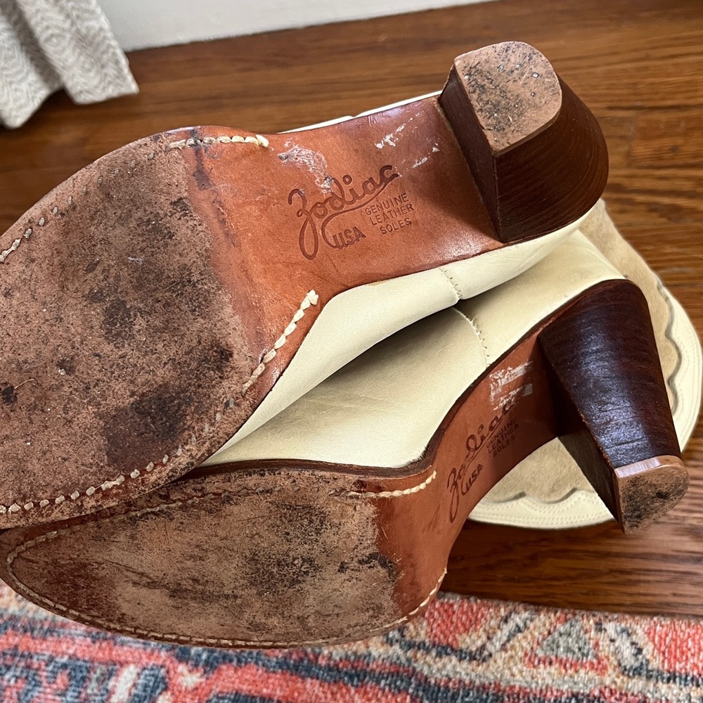 Zodiac USA Vintage Women's Size 10 Off White Suede Leather Western Cowboy Boots - Picture 9 of 15